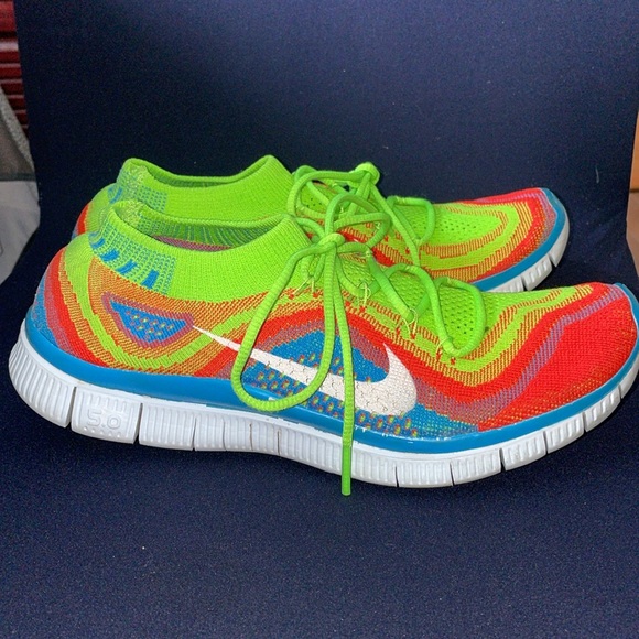 Nike Free 5.0 Flyknit Men's Size 17 Running Shoes Rainbow - Picture 5 of 7